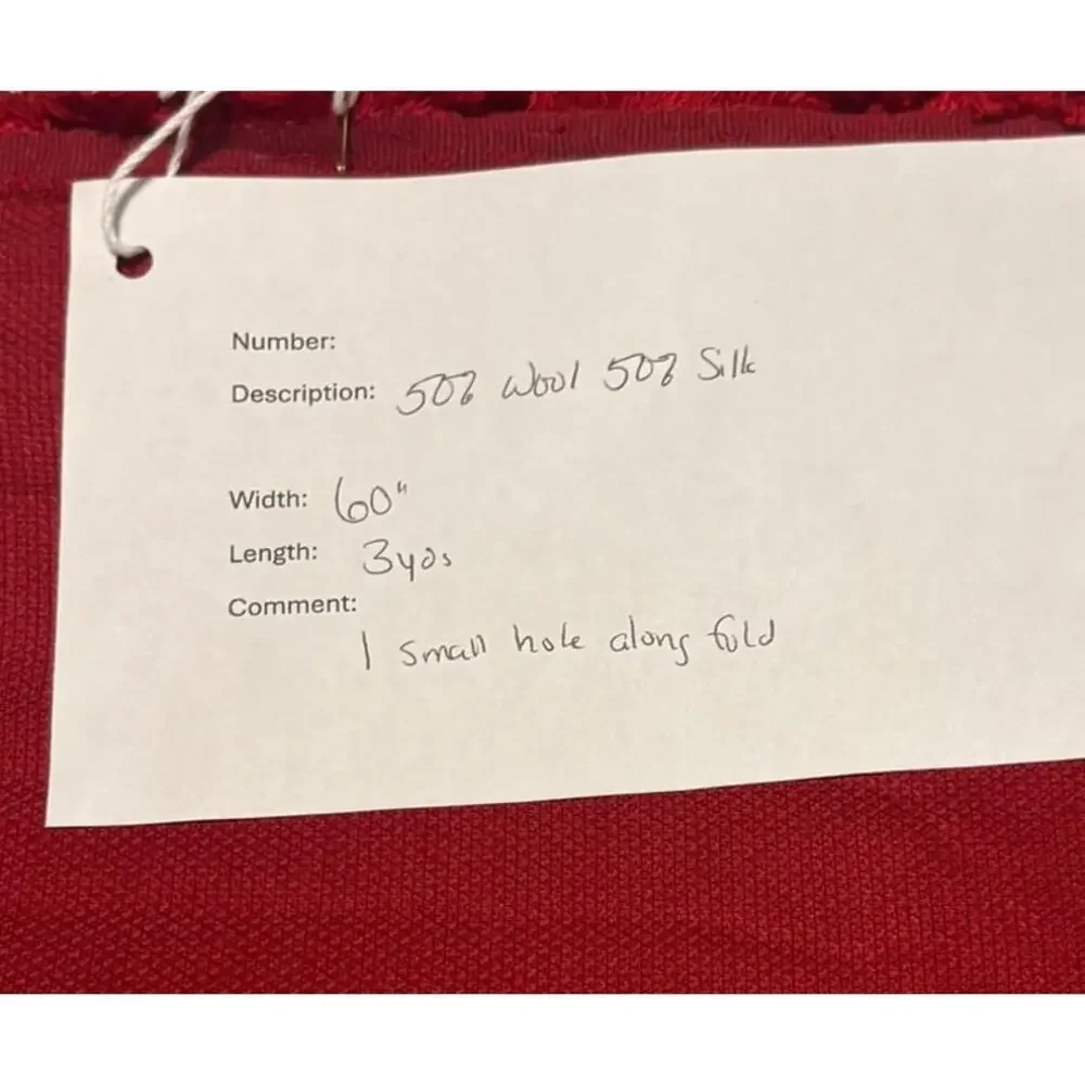 Red Wool Silk Blend Fabric 3 Yards 60